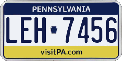 PA license plate LEH7456