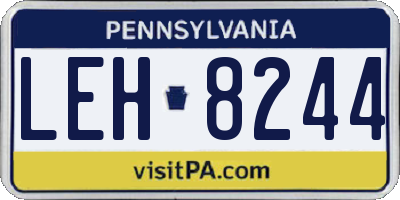PA license plate LEH8244