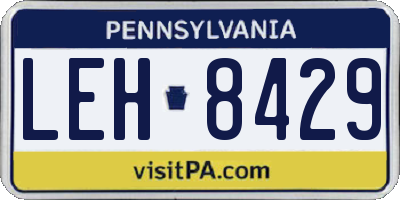 PA license plate LEH8429