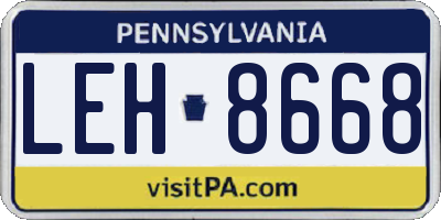 PA license plate LEH8668