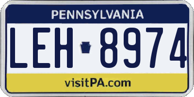 PA license plate LEH8974