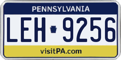 PA license plate LEH9256
