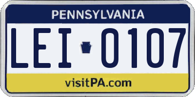 PA license plate LEI0107