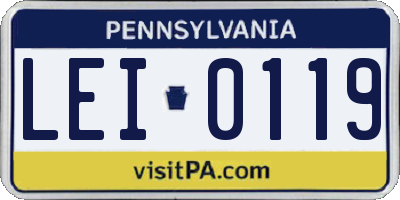 PA license plate LEI0119