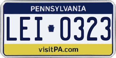 PA license plate LEI0323