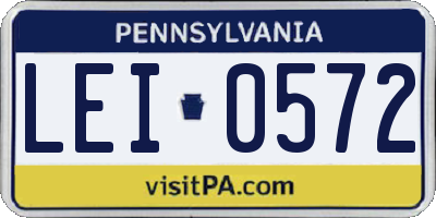 PA license plate LEI0572