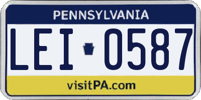 PA license plate LEI0587