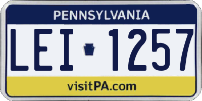PA license plate LEI1257