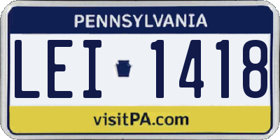 PA license plate LEI1418