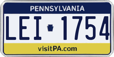 PA license plate LEI1754