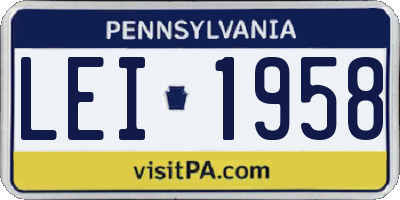 PA license plate LEI1958
