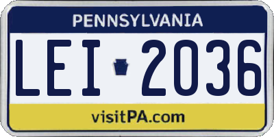 PA license plate LEI2036