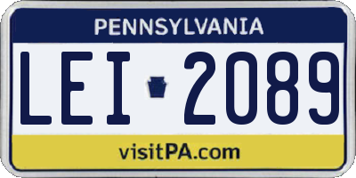 PA license plate LEI2089