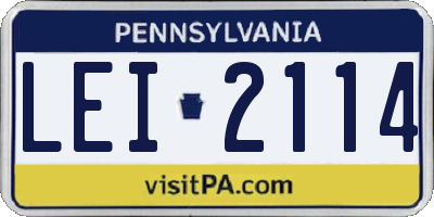 PA license plate LEI2114