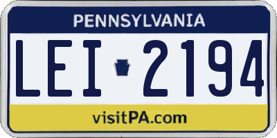 PA license plate LEI2194