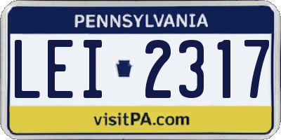 PA license plate LEI2317