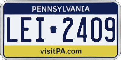 PA license plate LEI2409