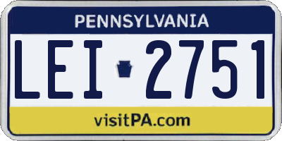 PA license plate LEI2751