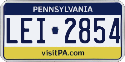 PA license plate LEI2854