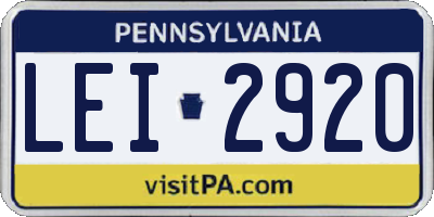 PA license plate LEI2920