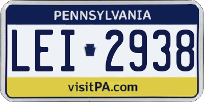 PA license plate LEI2938