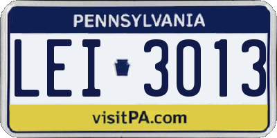 PA license plate LEI3013