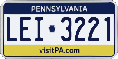 PA license plate LEI3221