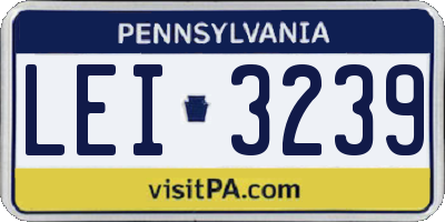 PA license plate LEI3239