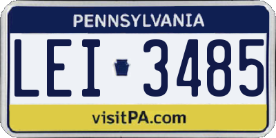 PA license plate LEI3485