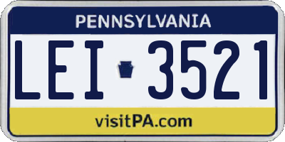 PA license plate LEI3521