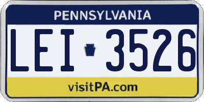 PA license plate LEI3526