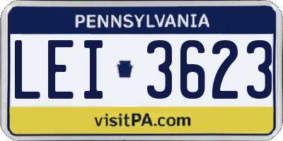 PA license plate LEI3623