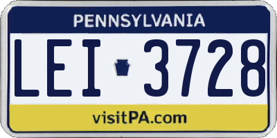 PA license plate LEI3728