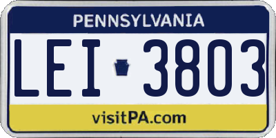 PA license plate LEI3803