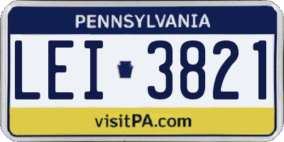 PA license plate LEI3821