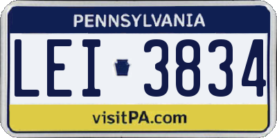 PA license plate LEI3834