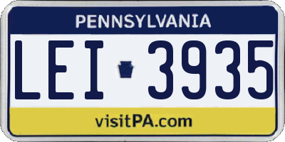 PA license plate LEI3935