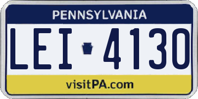 PA license plate LEI4130