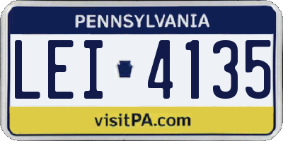 PA license plate LEI4135