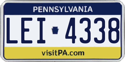 PA license plate LEI4338