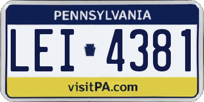 PA license plate LEI4381