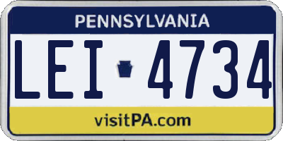 PA license plate LEI4734