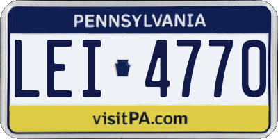 PA license plate LEI4770