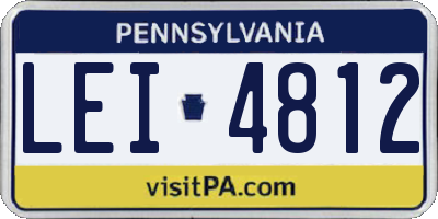 PA license plate LEI4812