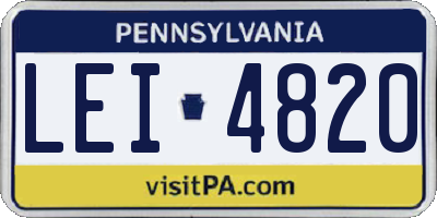 PA license plate LEI4820