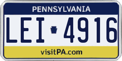 PA license plate LEI4916
