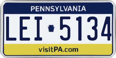 PA license plate LEI5134