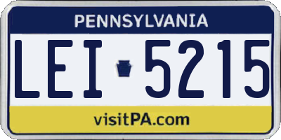 PA license plate LEI5215