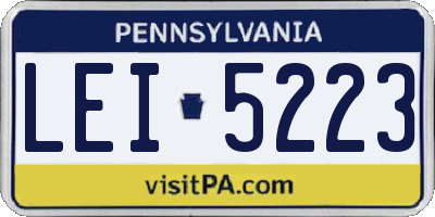 PA license plate LEI5223