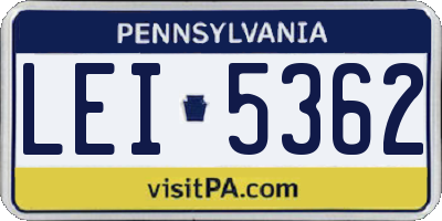 PA license plate LEI5362